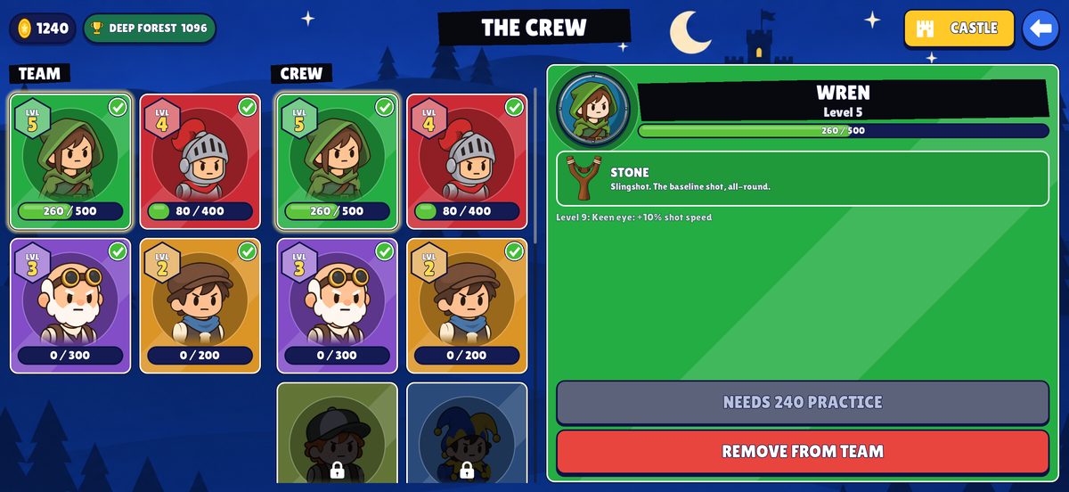 The Crew page: the team and the roster